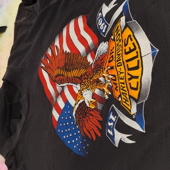 SALE! RARE! 3D Emblem Vintage Harley-Davidson Eagle Landing Shirt Sz.M UNISEX - Picture 9 of 9
